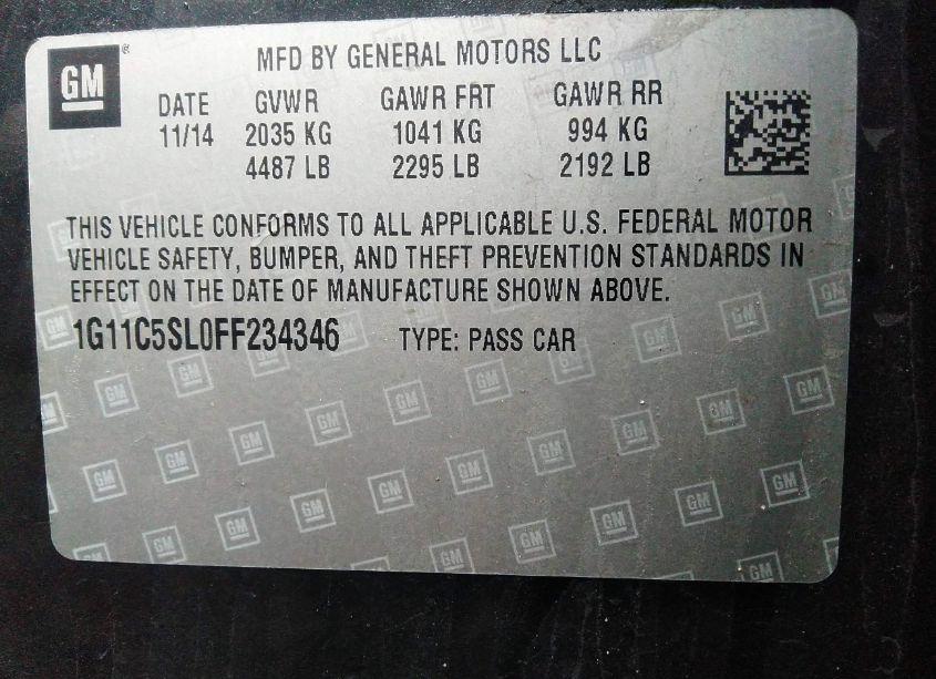 Photo 9 of 2015 Chevrolet Malibu 1LT (VIN 1G11C5SL0FF234346)