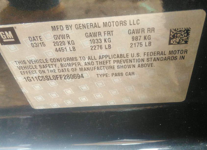 Photo 9 of 2015 Chevrolet Malibu 1LT (VIN 1G11C5SL0FF280694)