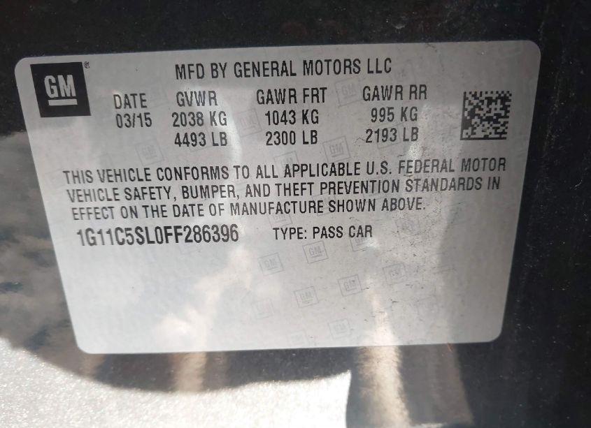 Photo 8 of 2015 Chevrolet Malibu 1LT (VIN 1G11C5SL0FF286396)