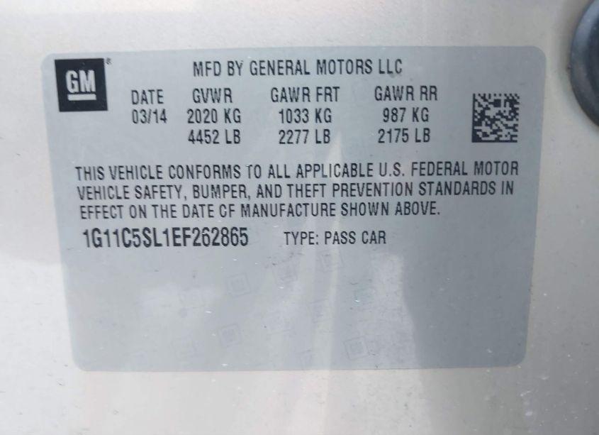 Photo 9 of 2014 Chevrolet Malibu 1LT (VIN 1G11C5SL1EF262865)