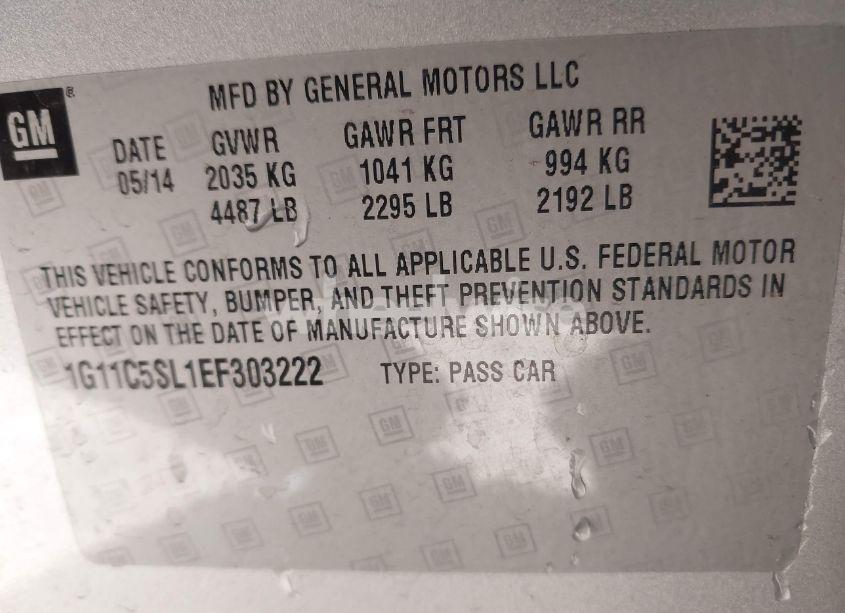 Photo 9 of 2014 Chevrolet Malibu 1LT (VIN 1G11C5SL1EF303222)