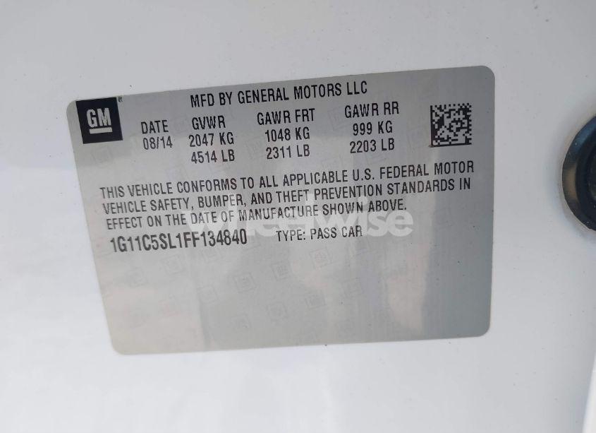 Photo 9 of 2015 Chevrolet Malibu (VIN 1G11C5SL1FF134840)