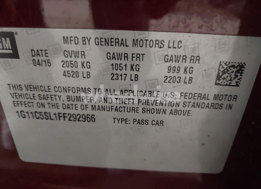 Photo 9 of 2015 Chevrolet Malibu 1LT (VIN 1G11C5SL1FF292966)