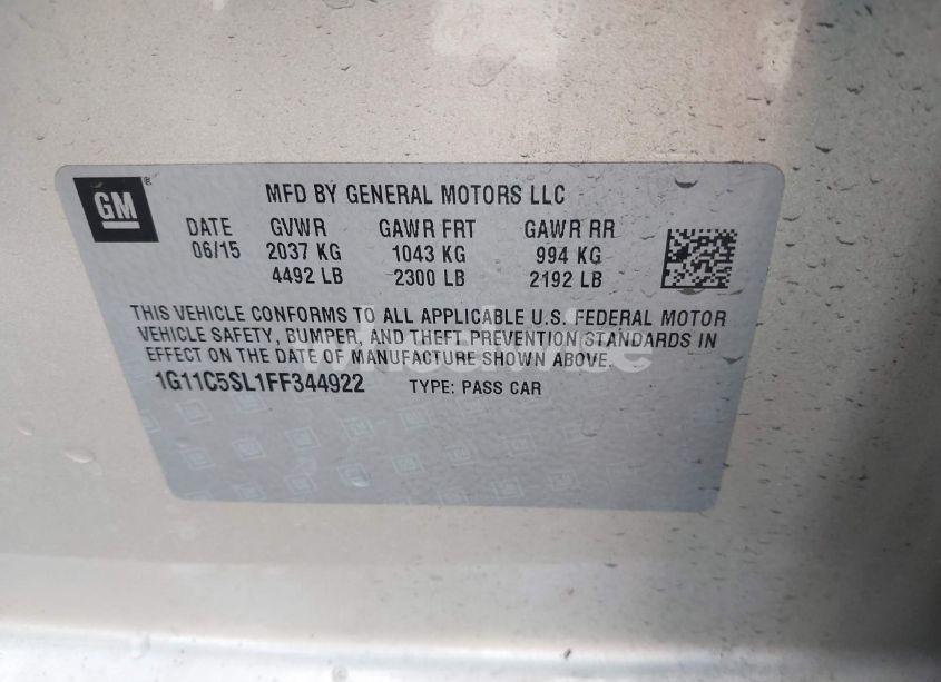 Photo 9 of 2015 Chevrolet Malibu 1LT (VIN 1G11C5SL1FF344922)