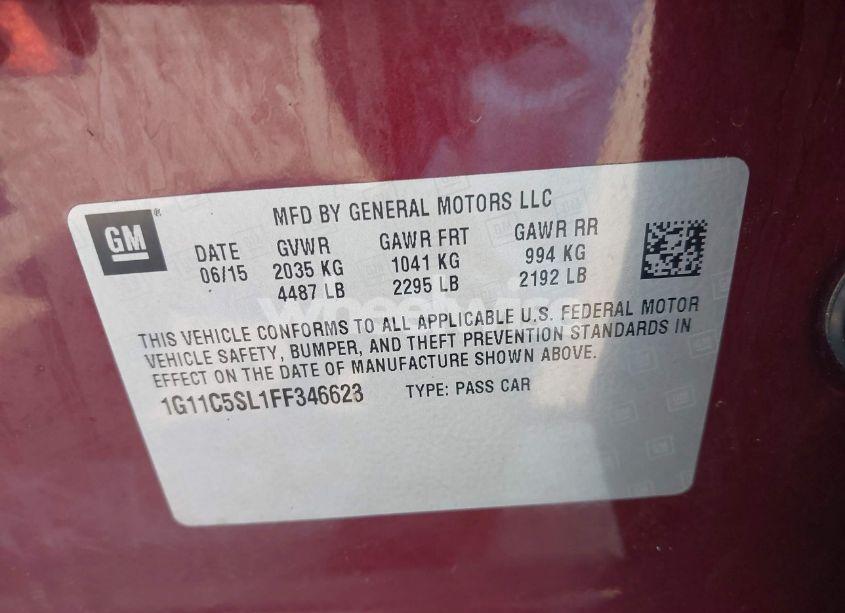 Photo 9 of 2015 Chevrolet Malibu 1LT (VIN 1G11C5SL1FF346623)