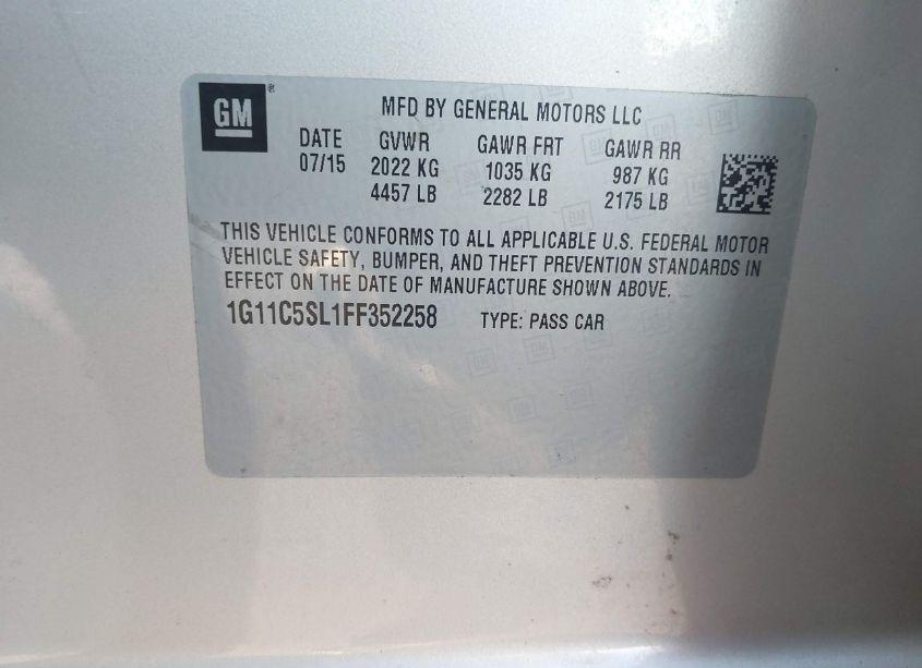 Photo 9 of 2015 Chevrolet Malibu 1LT (VIN 1G11C5SL1FF352258)