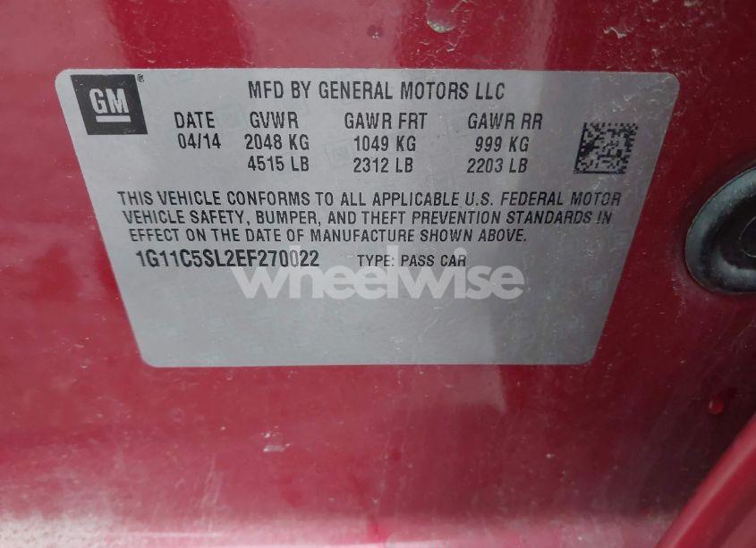 Photo 9 of 2014 Chevrolet Malibu 1LT (VIN 1G11C5SL2EF270022)