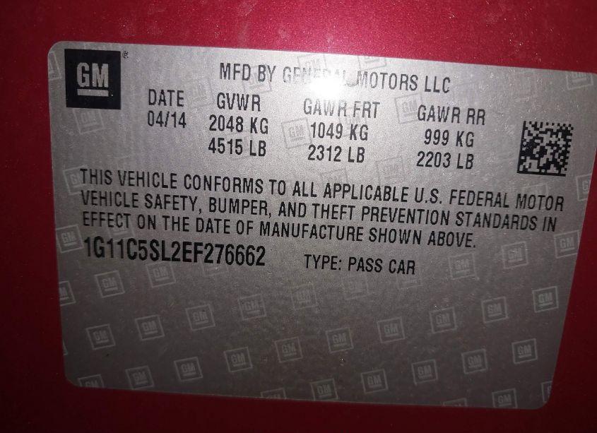 Photo 9 of 2014 Chevrolet Malibu 1LT (VIN 1G11C5SL2EF276662)