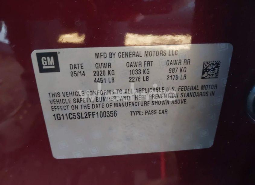 Photo 9 of 2015 Chevrolet Malibu 1LT (VIN 1G11C5SL2FF100356)