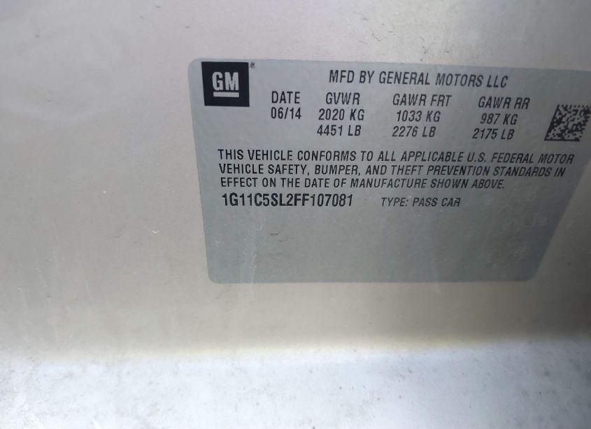 Photo 9 of 2015 Chevrolet Malibu 1LT (VIN 1G11C5SL2FF107081)