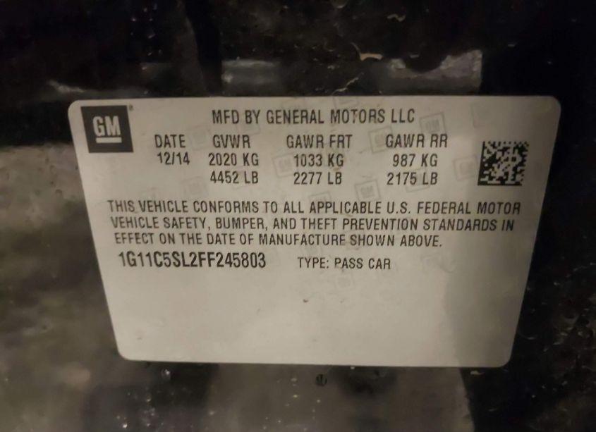 Photo 9 of 2015 Chevrolet Malibu 1LT (VIN 1G11C5SL2FF245803)