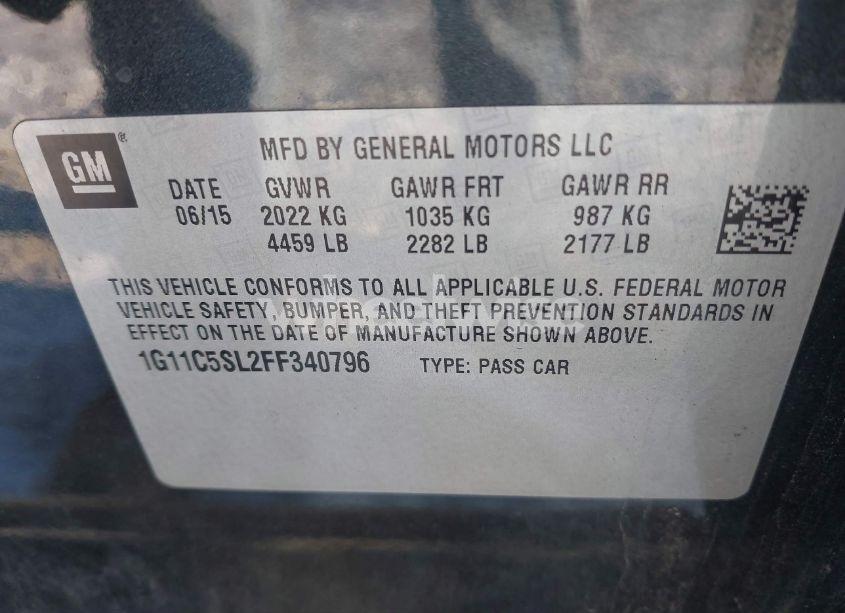 Photo 9 of 2015 Chevrolet Malibu 1LT (VIN 1G11C5SL2FF340796)
