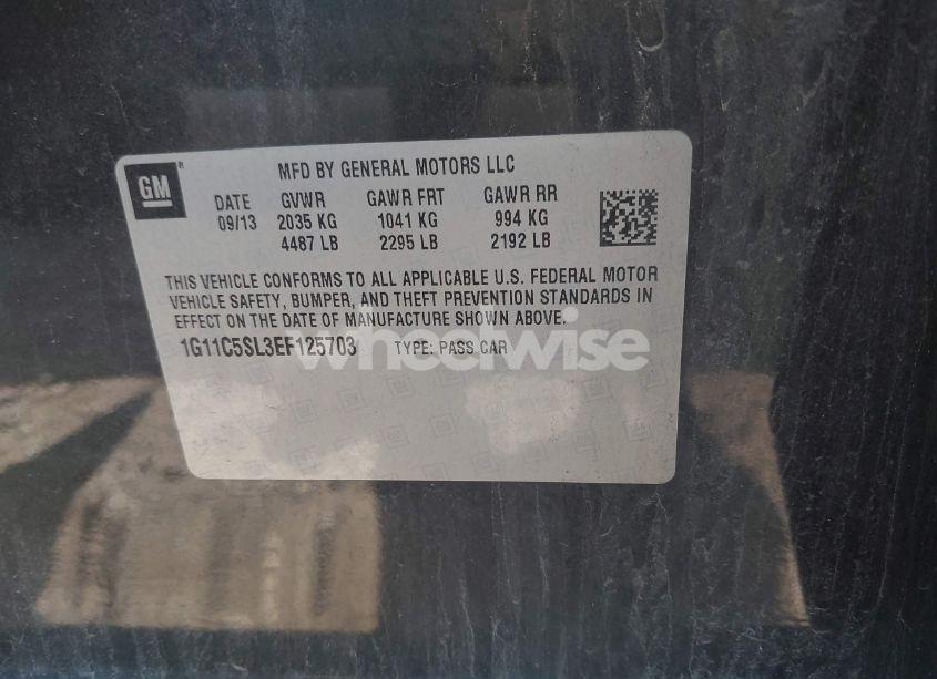 Photo 9 of 2014 Chevrolet Malibu 1LT (VIN 1G11C5SL3EF125703)