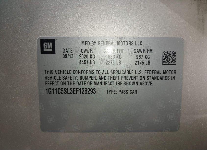 Photo 9 of 2014 Chevrolet Malibu 1LT (VIN 1G11C5SL3EF128293)