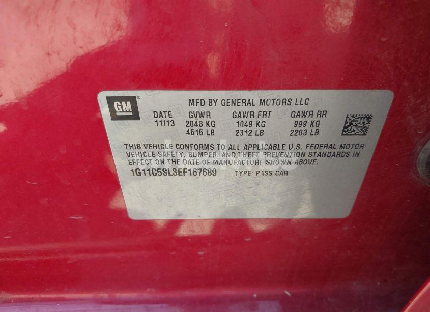 Photo 9 of 2014 Chevrolet Malibu 1LT (VIN 1G11C5SL3EF167689)