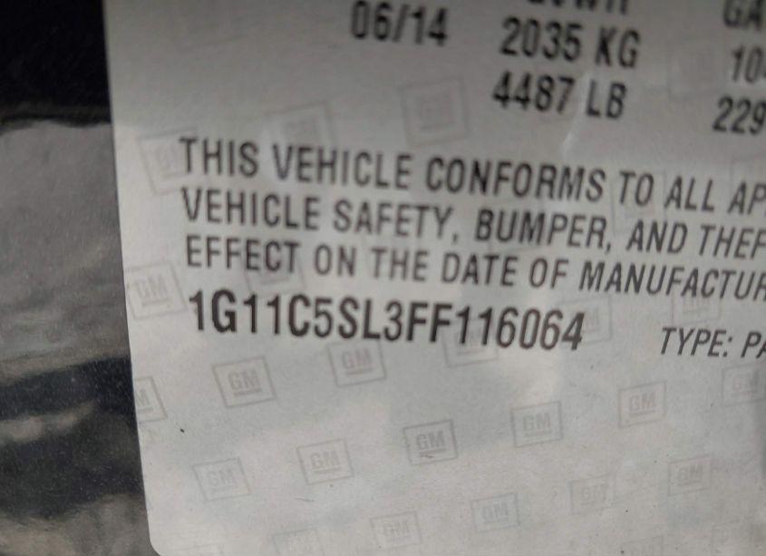 Photo 9 of 2015 Chevrolet Malibu 1LT (VIN 1G11C5SL3FF116064)