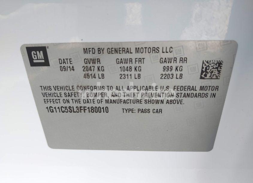 Photo 9 of 2015 Chevrolet Malibu 1LT (VIN 1G11C5SL3FF180010)