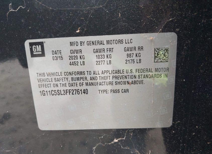 Photo 9 of 2015 Chevrolet Malibu 1LT (VIN 1G11C5SL3FF276140)