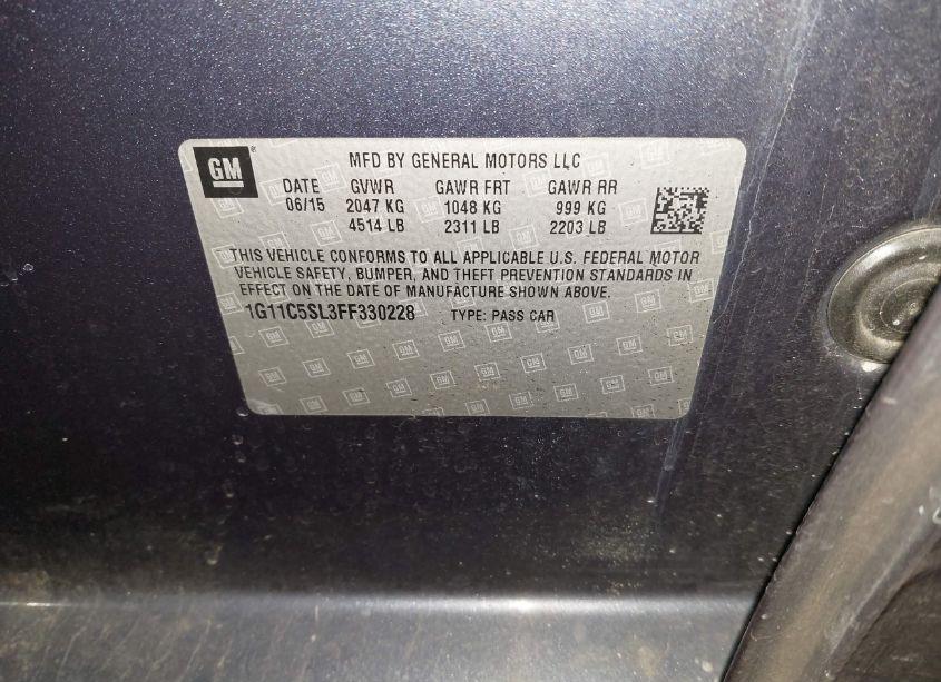 Photo 9 of 2015 Chevrolet Malibu 1LT (VIN 1G11C5SL3FF330228)