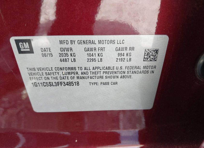 Photo 9 of 2015 Chevrolet Malibu 1LT (VIN 1G11C5SL3FF348518)