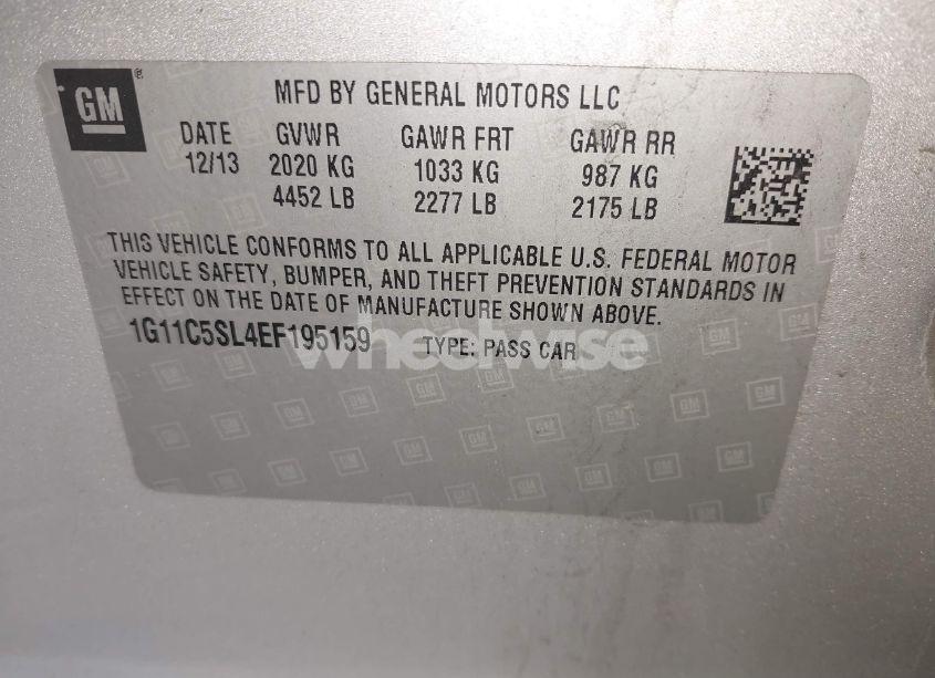 Photo 9 of 2014 Chevrolet Malibu 1LT (VIN 1G11C5SL4EF195159)