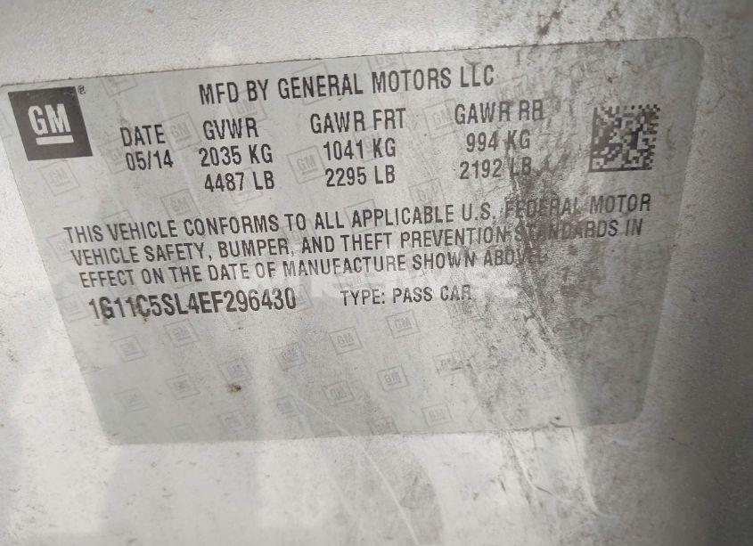 Photo 9 of 2014 Chevrolet Malibu 1LT (VIN 1G11C5SL4EF296430)