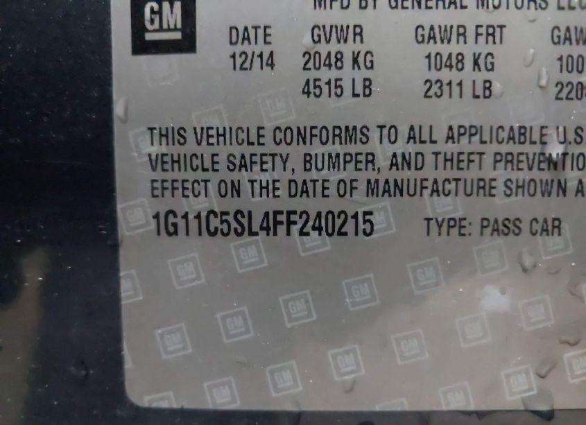 Photo 9 of 2015 Chevrolet Malibu 1LT (VIN 1G11C5SL4FF240215)