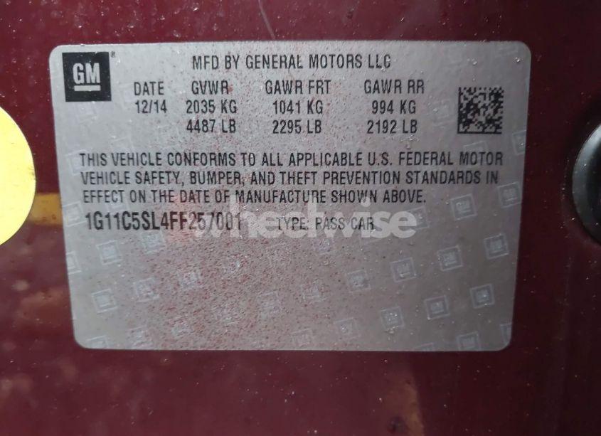 Photo 9 of 2015 Chevrolet Malibu 1LT (VIN 1G11C5SL4FF257001)