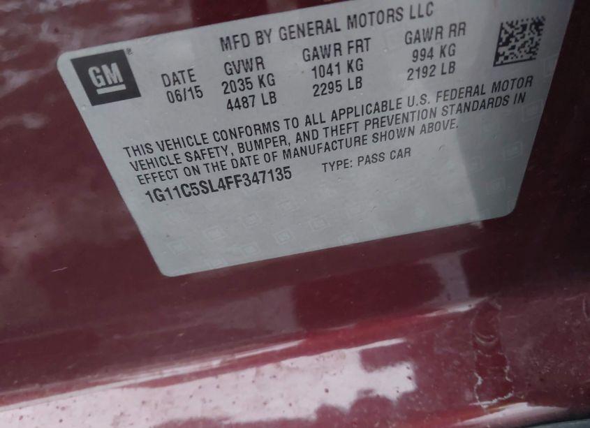 Photo 9 of 2015 Chevrolet Malibu 1LT (VIN 1G11C5SL4FF347135)