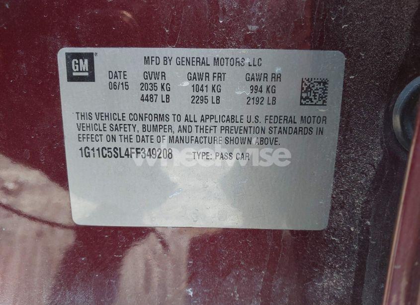 Photo 9 of 2015 Chevrolet Malibu 1LT (VIN 1G11C5SL4FF349208)
