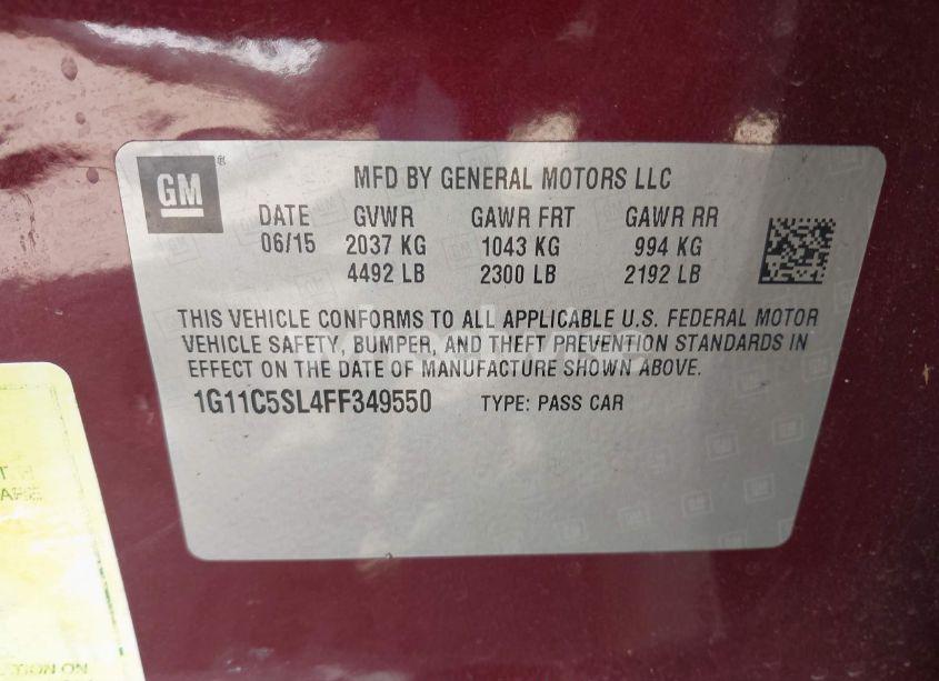 Photo 9 of 2015 Chevrolet Malibu 1LT (VIN 1G11C5SL4FF349550)