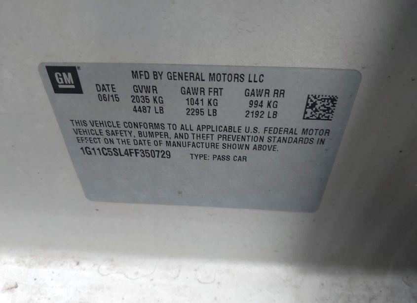 Photo 9 of 2015 Chevrolet Malibu 1LT (VIN 1G11C5SL4FF350729)