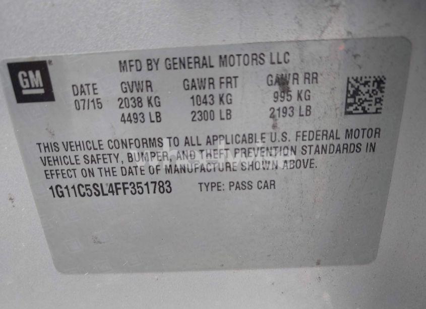 Photo 9 of 2015 Chevrolet Malibu 1LT (VIN 1G11C5SL4FF351783)