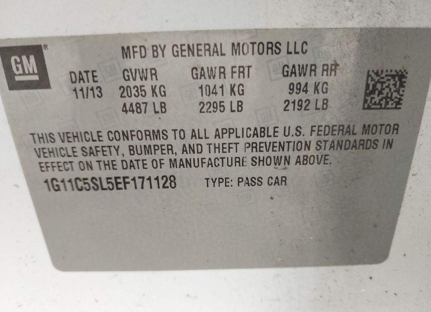 Photo 9 of 2014 Chevrolet Malibu 1LT (VIN 1G11C5SL5EF171128)