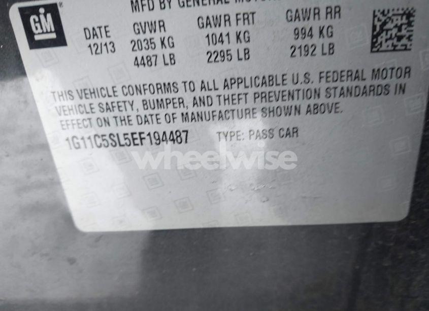 Photo 9 of 2014 Chevrolet Malibu 1LT (VIN 1G11C5SL5EF194487)