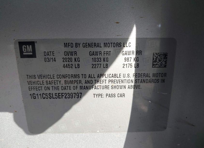 Photo 9 of 2014 Chevrolet Malibu 1LT (VIN 1G11C5SL5EF239797)