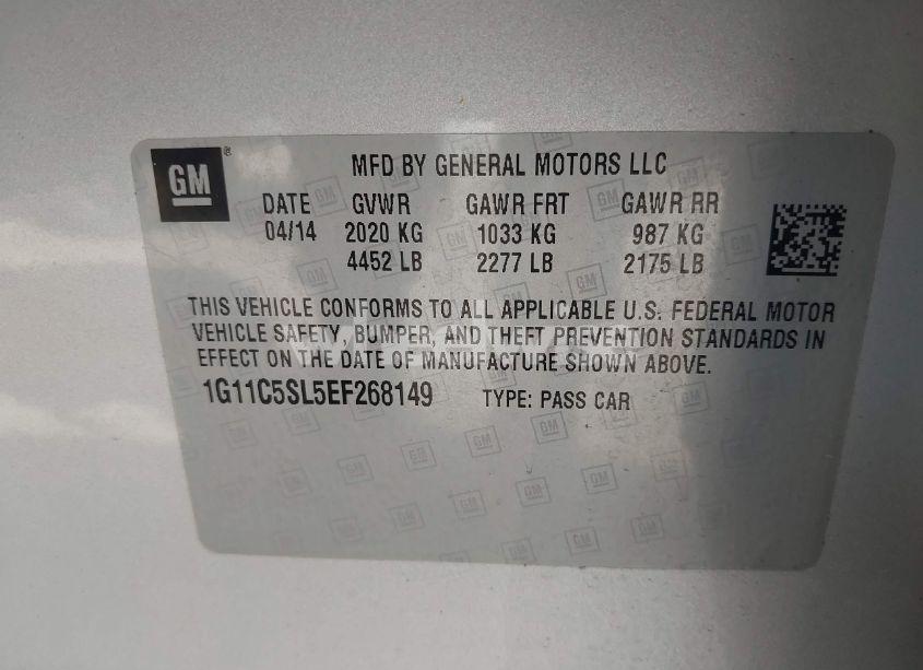 Photo 9 of 2014 Chevrolet Malibu 1LT (VIN 1G11C5SL5EF268149)