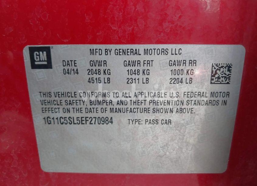 Photo 9 of 2014 Chevrolet Malibu 1LT (VIN 1G11C5SL5EF270984)