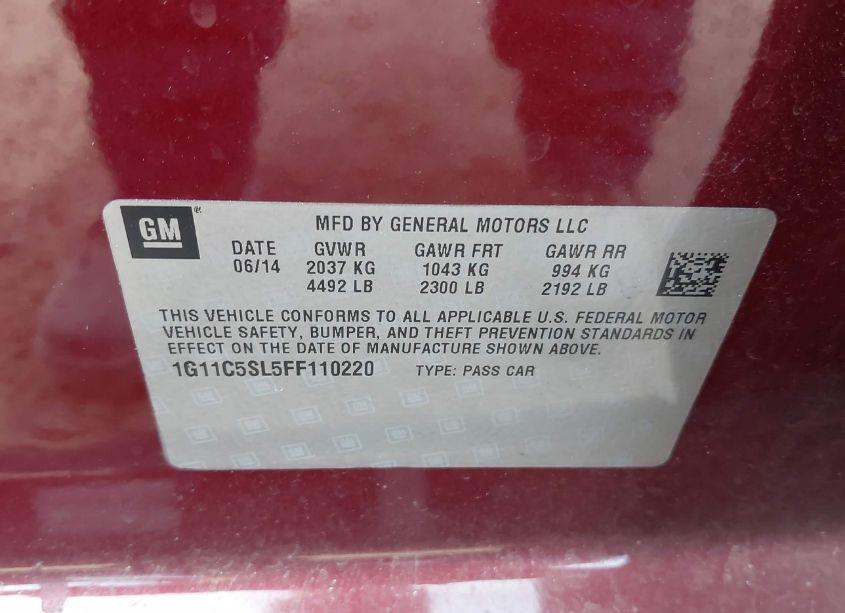 Photo 9 of 2015 Chevrolet Malibu 1LT (VIN 1G11C5SL5FF110220)