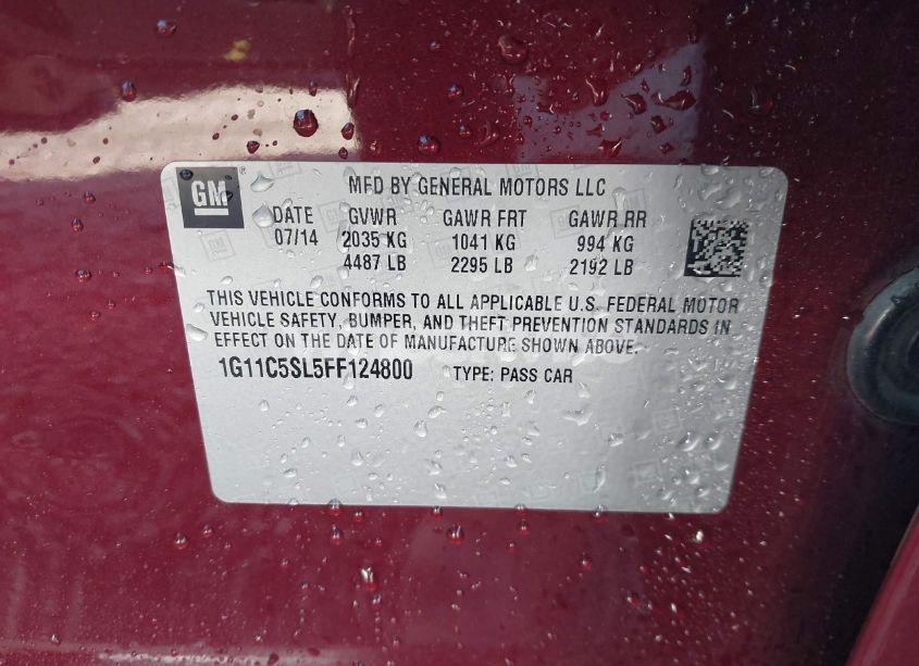 Photo 9 of 2015 Chevrolet Malibu 1LT (VIN 1G11C5SL5FF124800)