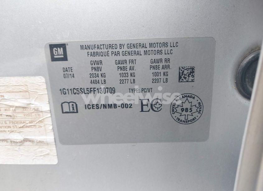 Photo 9 of 2015 Chevrolet Malibu 1LT (VIN 1G11C5SL5FF130709)