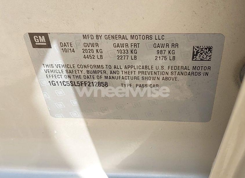Photo 9 of 2015 Chevrolet Malibu 1LT (VIN 1G11C5SL5FF212858)