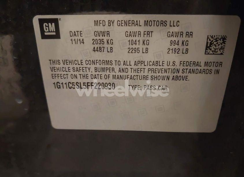 Photo 9 of 2015 Chevrolet Malibu 1LT (VIN 1G11C5SL5FF220930)