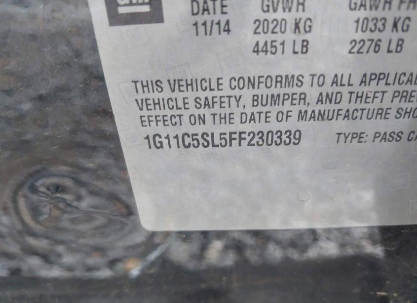 Photo 9 of 2015 Chevrolet Malibu 1LT (VIN 1G11C5SL5FF230339)