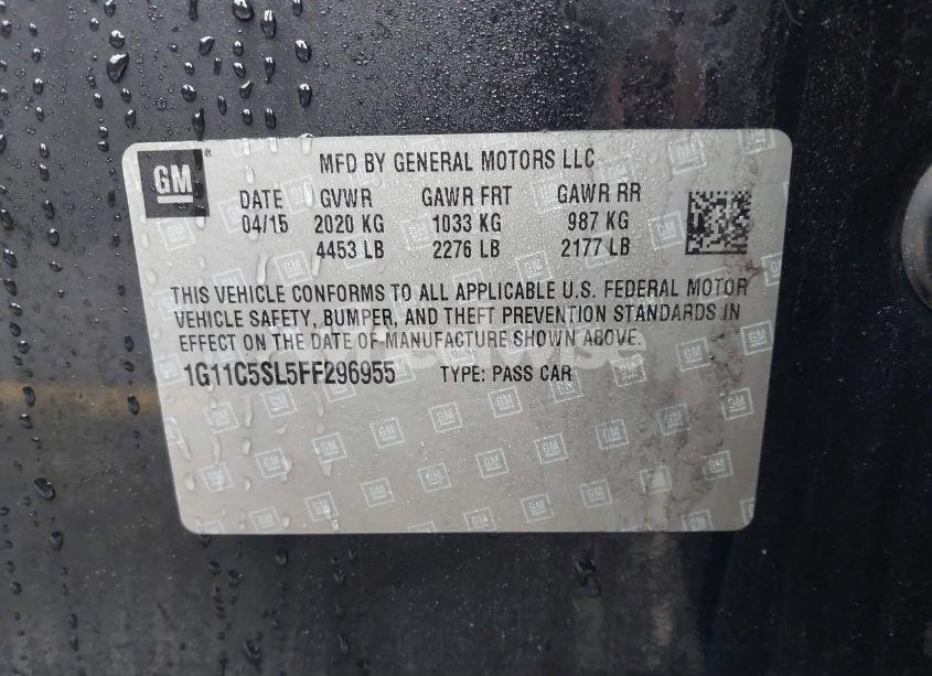 Photo 9 of 2015 Chevrolet Malibu 1LT (VIN 1G11C5SL5FF296955)