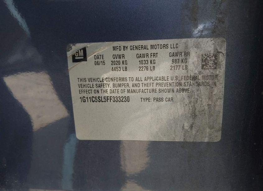 Photo 9 of 2015 Chevrolet Malibu 1LT (VIN 1G11C5SL5FF333230)