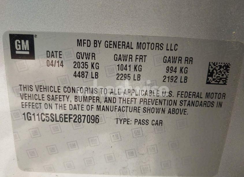 Photo 9 of 2014 Chevrolet Malibu 1LT (VIN 1G11C5SL6EF287096)