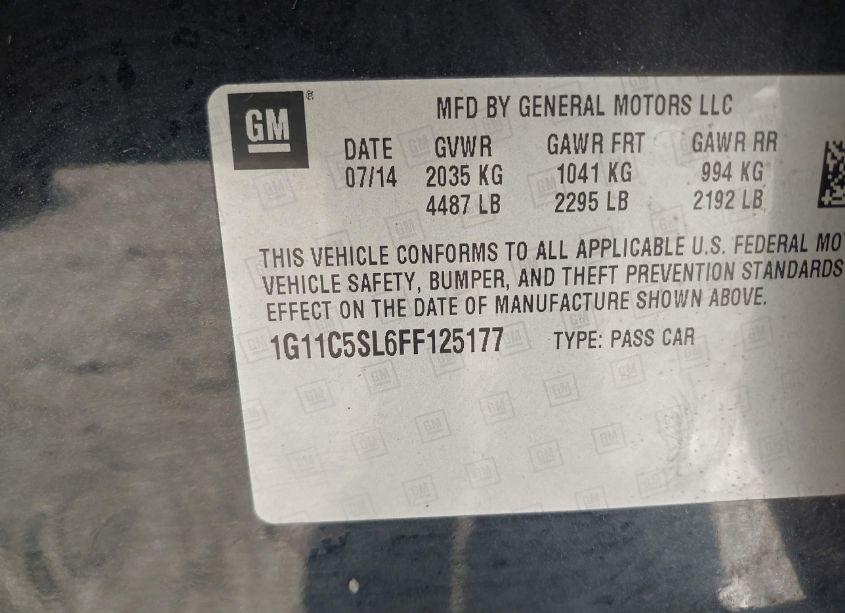 Photo 9 of 2015 Chevrolet Malibu 1LT (VIN 1G11C5SL6FF125177)