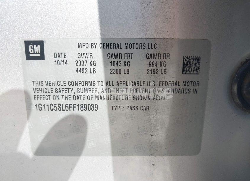 Photo 9 of 2015 Chevrolet Malibu 1LT (VIN 1G11C5SL6FF189039)