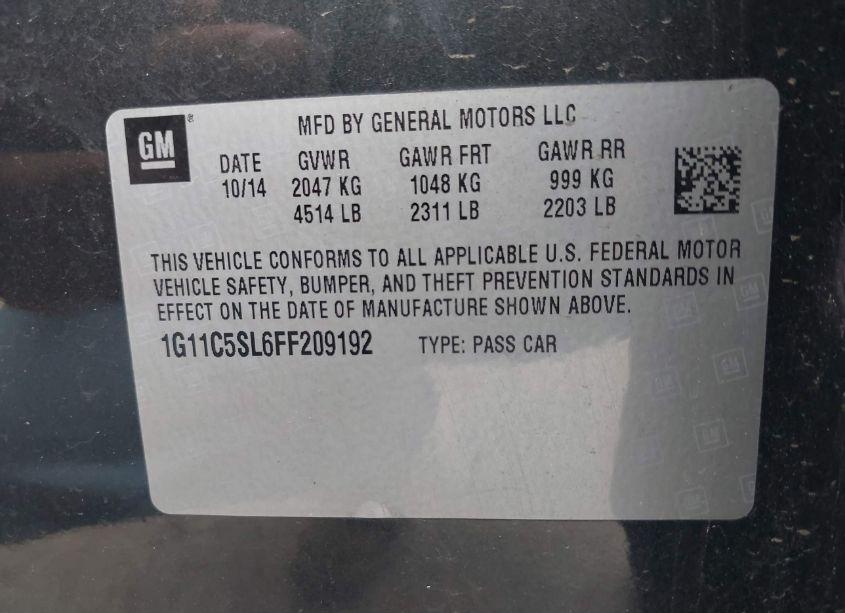 Photo 9 of 2015 Chevrolet Malibu 1LT (VIN 1G11C5SL6FF209192)